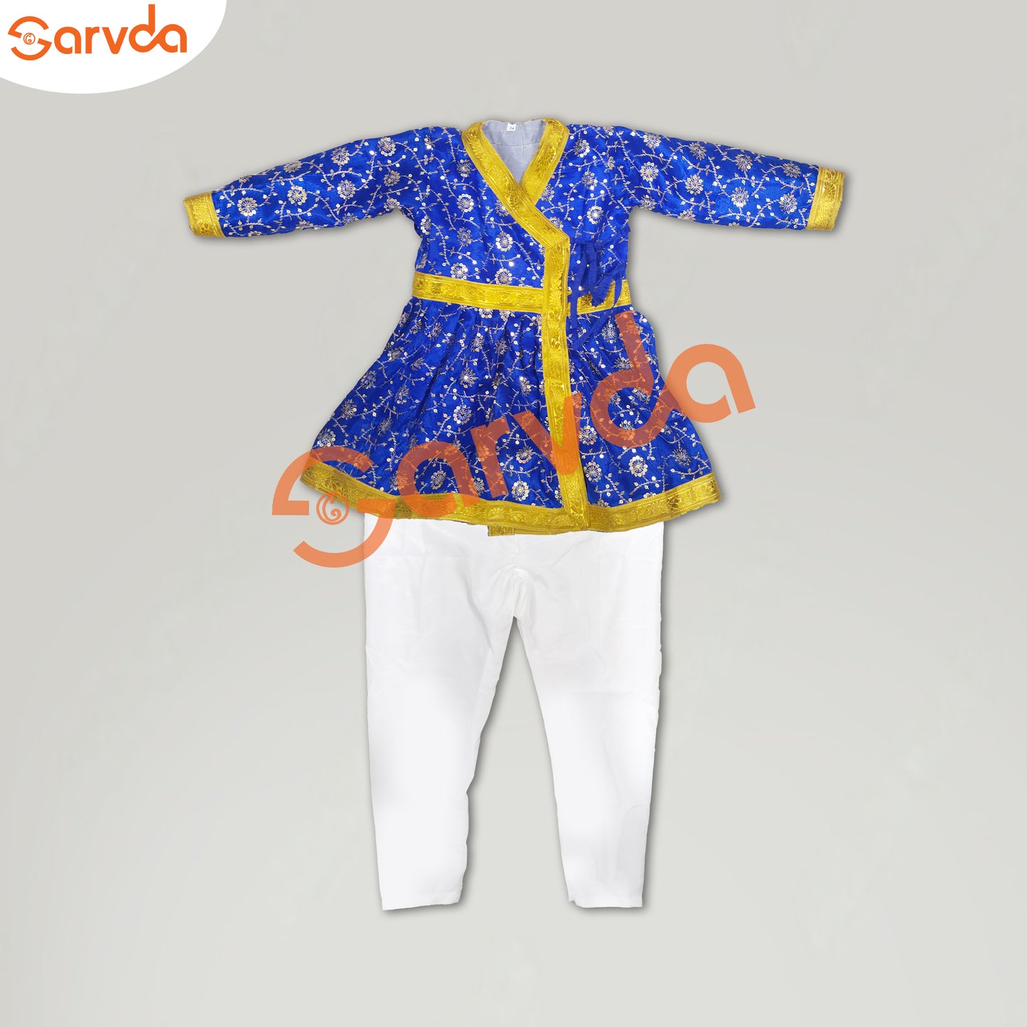 Embroidery Blue Angrakha with Pajama (God/Akabar/Marathi/ chattrapati maharaj shivaji Shivaji/Others)