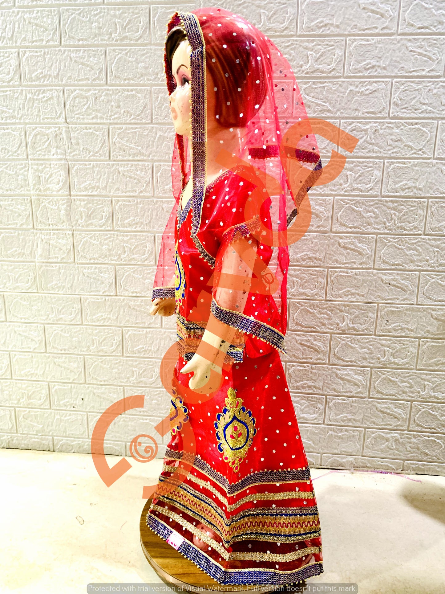 Lehenga Choli with Duppatta Full Set- Carrot Color  (Radha/Rani/Dance)