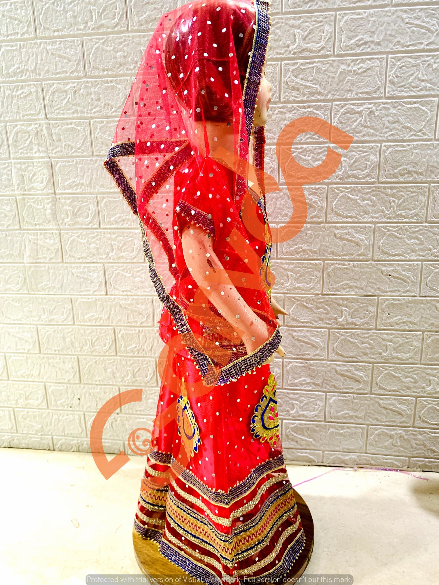 Lehenga Choli with Duppatta Full Set- Carrot Color  (Radha/Rani/Dance)