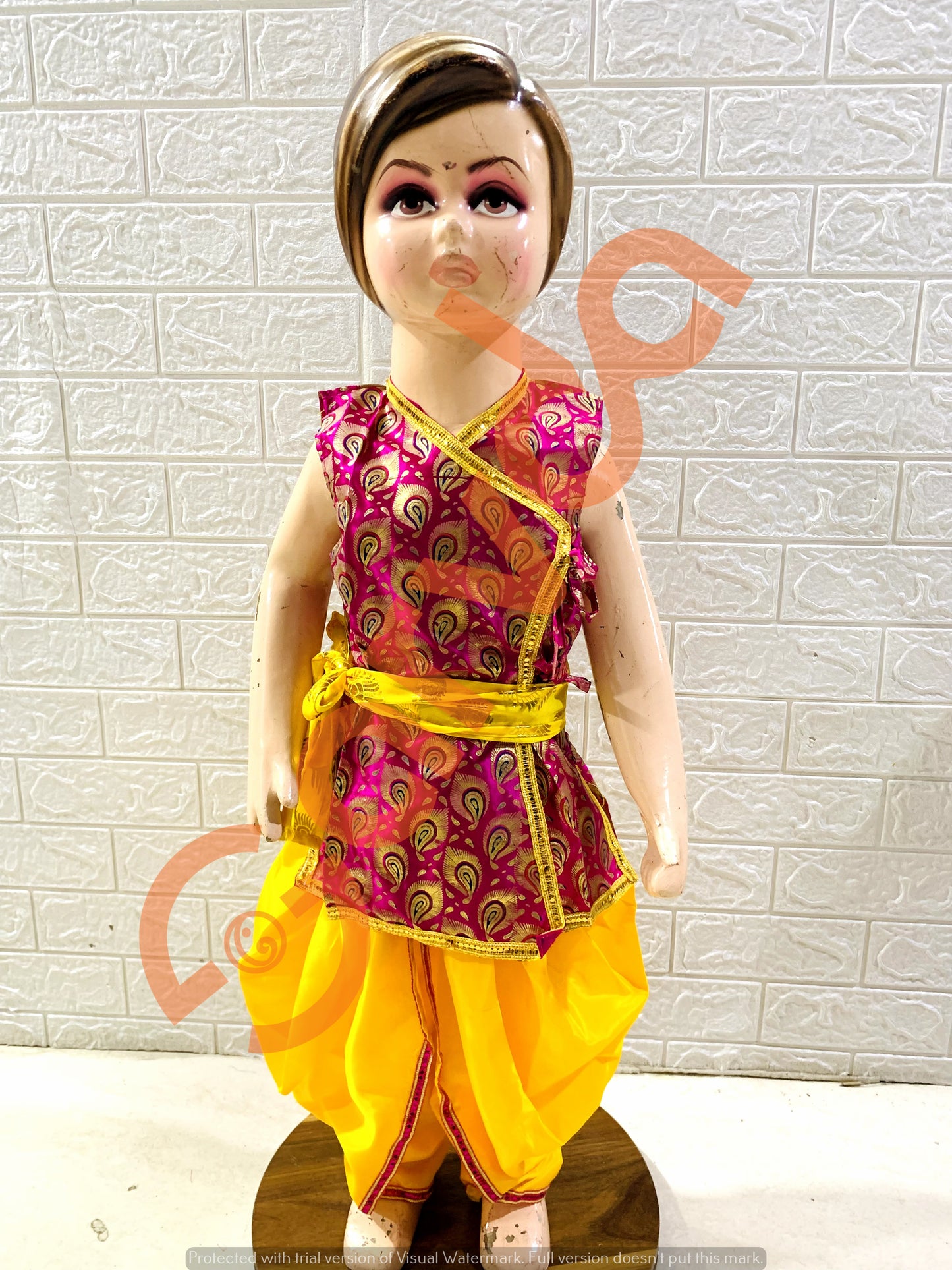 Magenta Kurta, Dhoti & Patka Krishna Dress