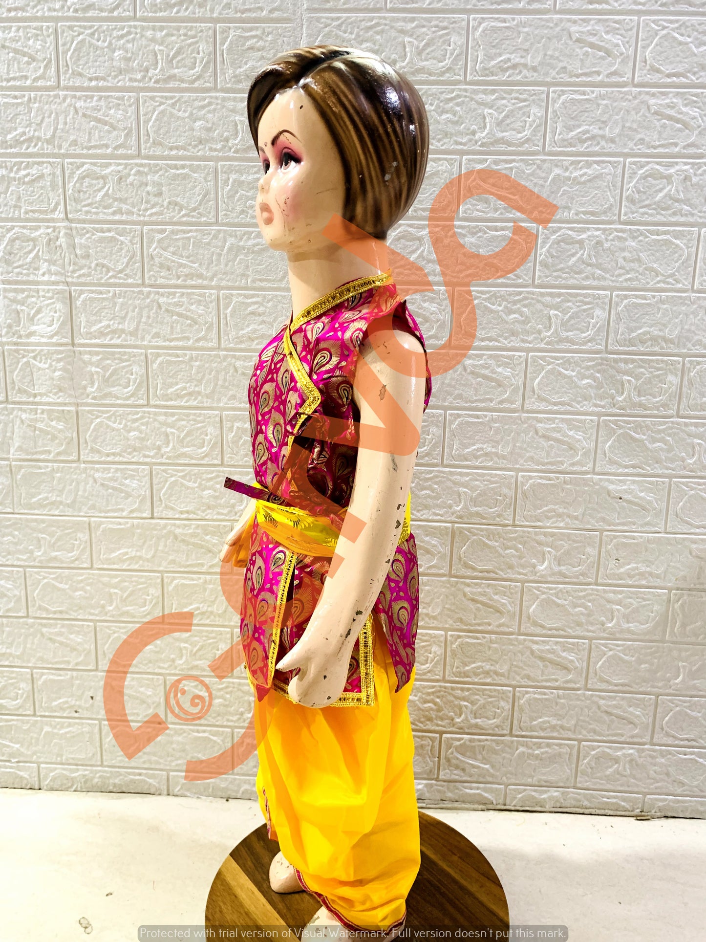 Magenta Kurta, Dhoti & Patka Krishna Dress