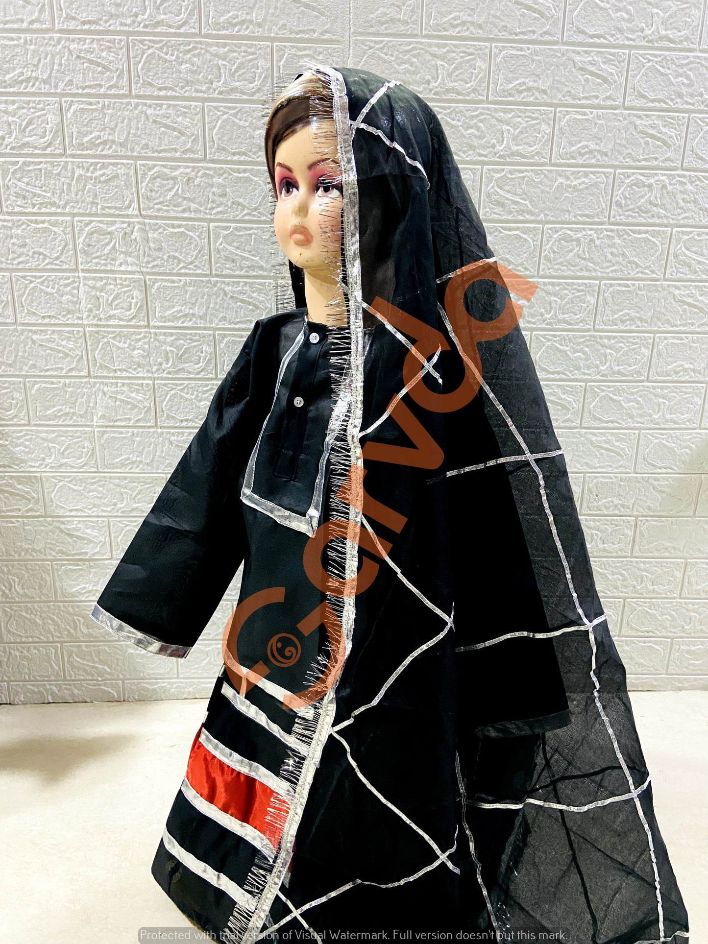 Kalbelia Lahenga with Chunni - Cotton Fabric