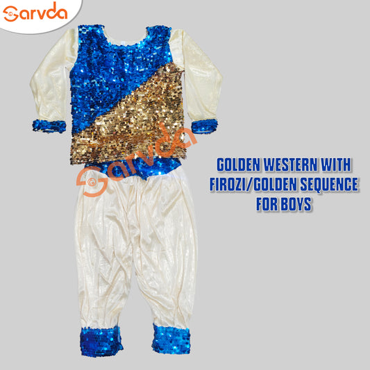 Golden Western with Firozi/golden sequence for boys