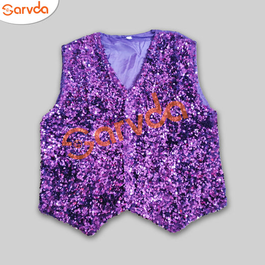 Heavy Seqence Waist Coat Western dress - Purple Color