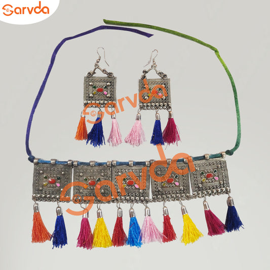 Gujrati/ Kalbelia Jewellery Set Multicolor
