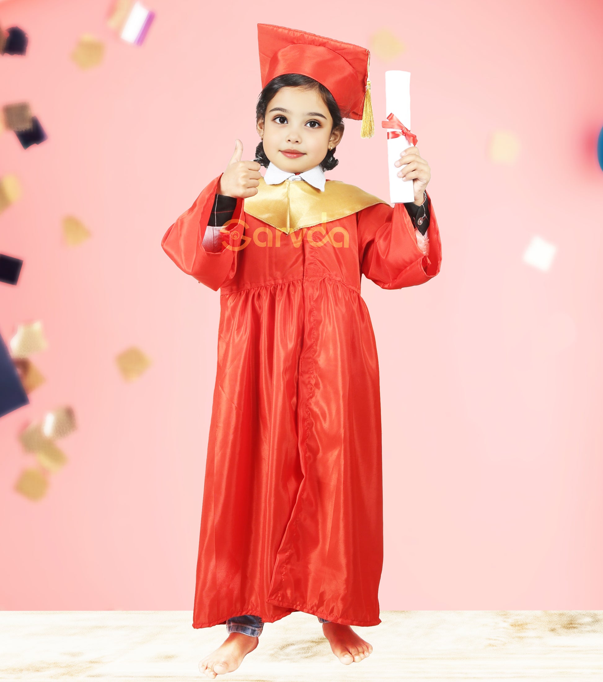 New Convocation Graduation/ Degree Red Gown with Degree Cap