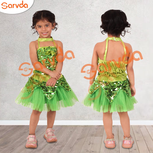 Western Girl Top and Skirt Set -Green Sequence