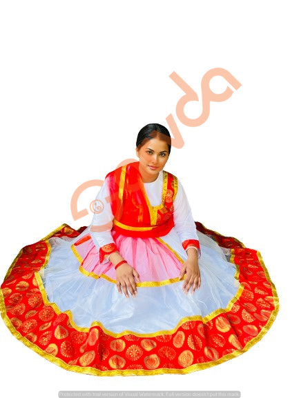 Premium quality Kathak Dance Dress Anarkali Style Kurta, Velvet Leggings and Dupptta - Women and girls
