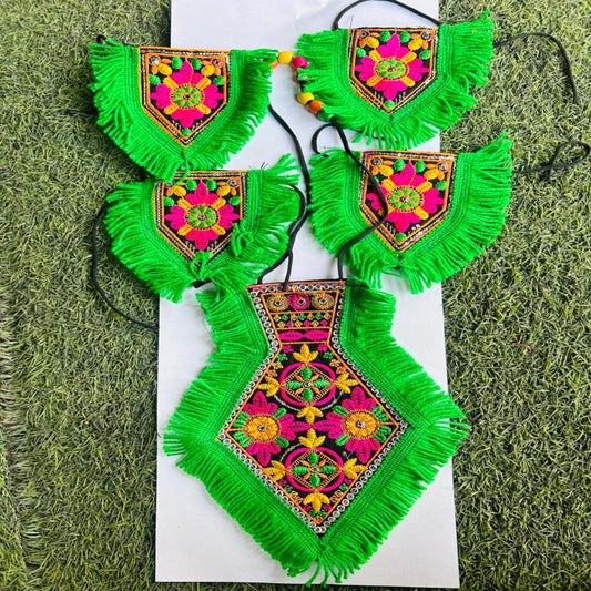 Multi coloured fabric necklace