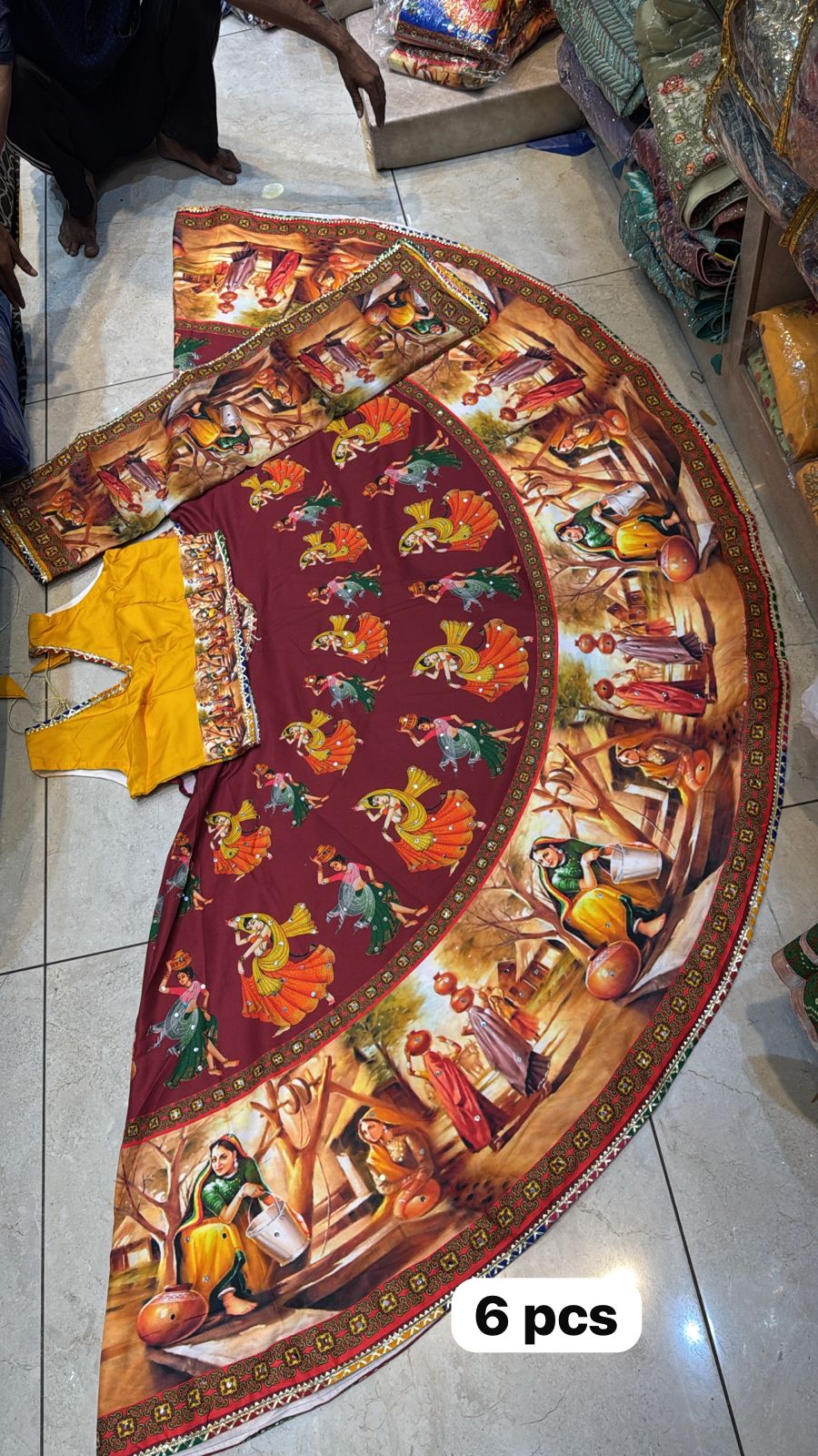 360 Lahenga Cotton Fabric Digital Print -0P (Assorted Colour)