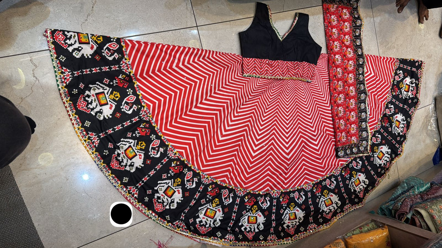 360 Lahenga Cotton Fabric Digital Print -0S (Assorted Colour)