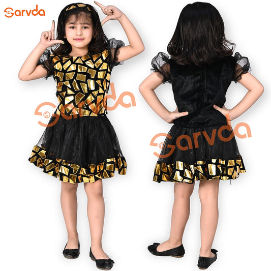 Golden Mirror Mosaic Dance Costume For Girls