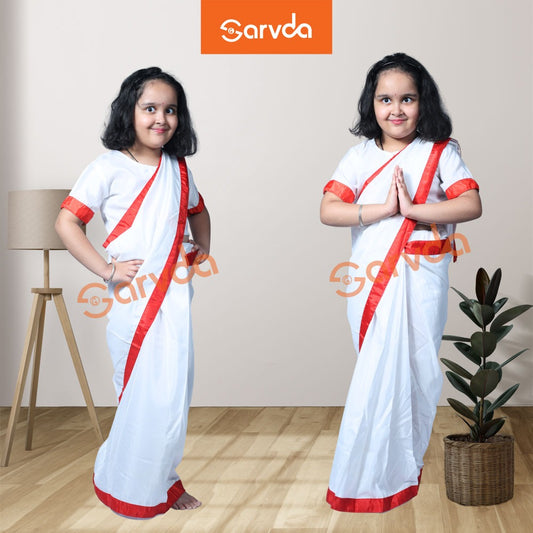 Red Border white Saree- Indira Gandhi/Sarojini Naidu