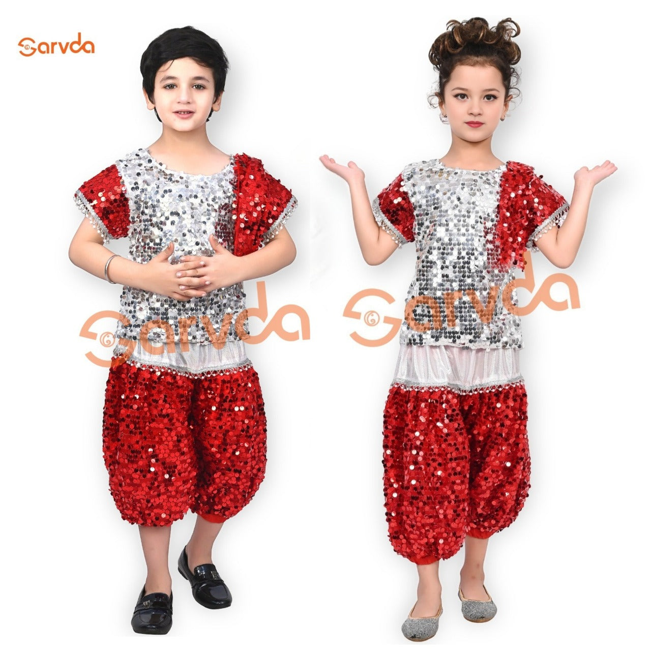 Red & Silver Sequence western set for kids