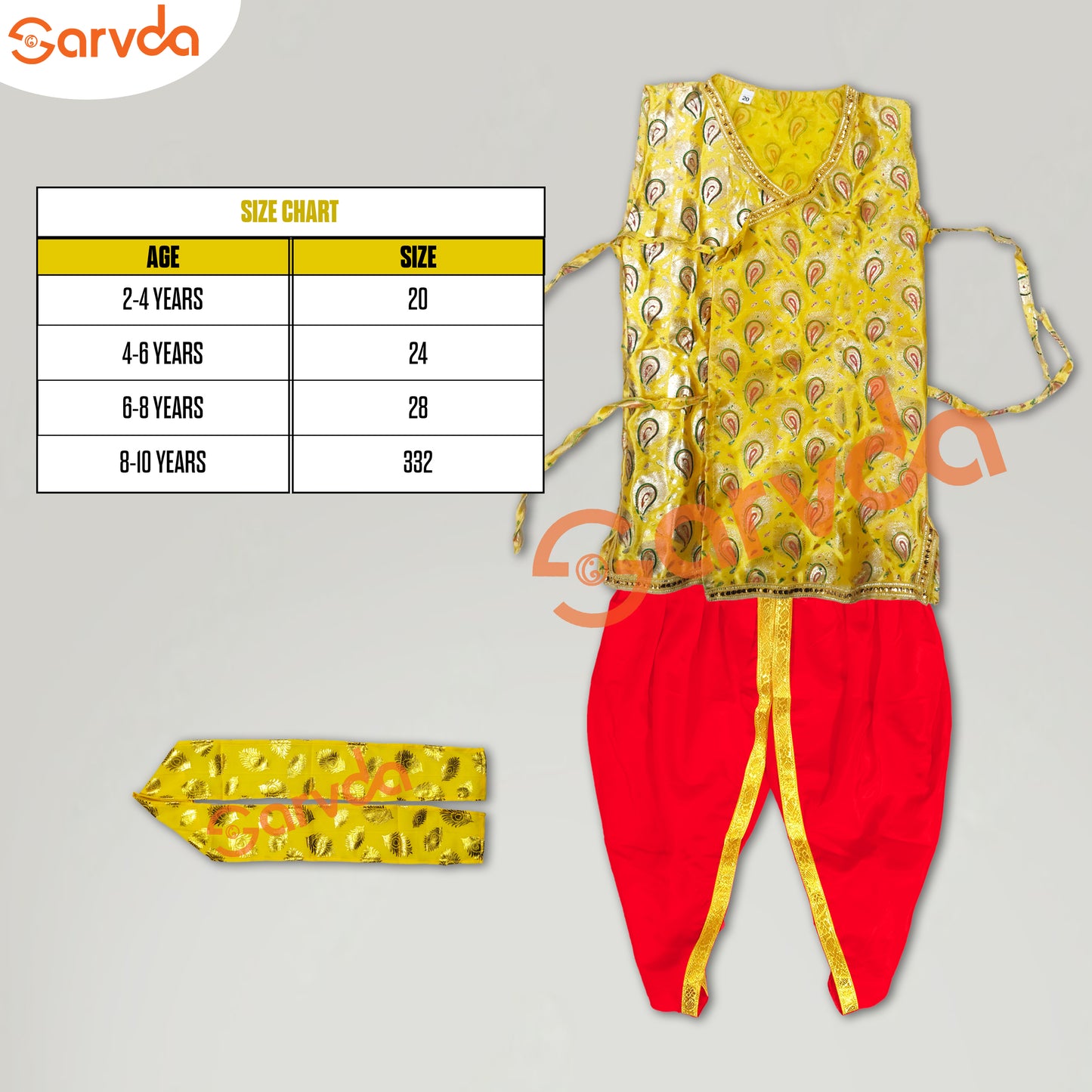 Yellow Kurta, Red Dhoti & Patka Krishna Dress