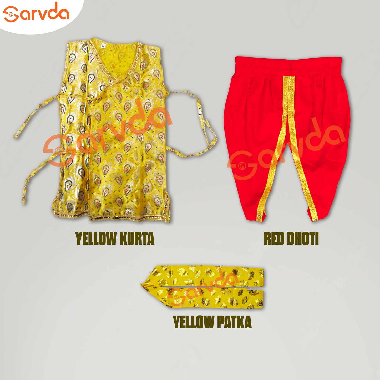 Yellow Kurta, Red Dhoti & Patka Krishna Dress