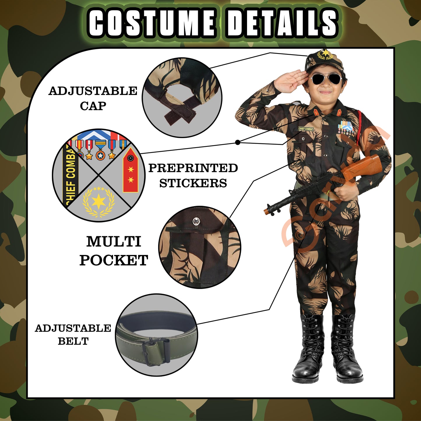 Sarvda Army Dress - Without Accessories (Superfine fabric & perfect size)