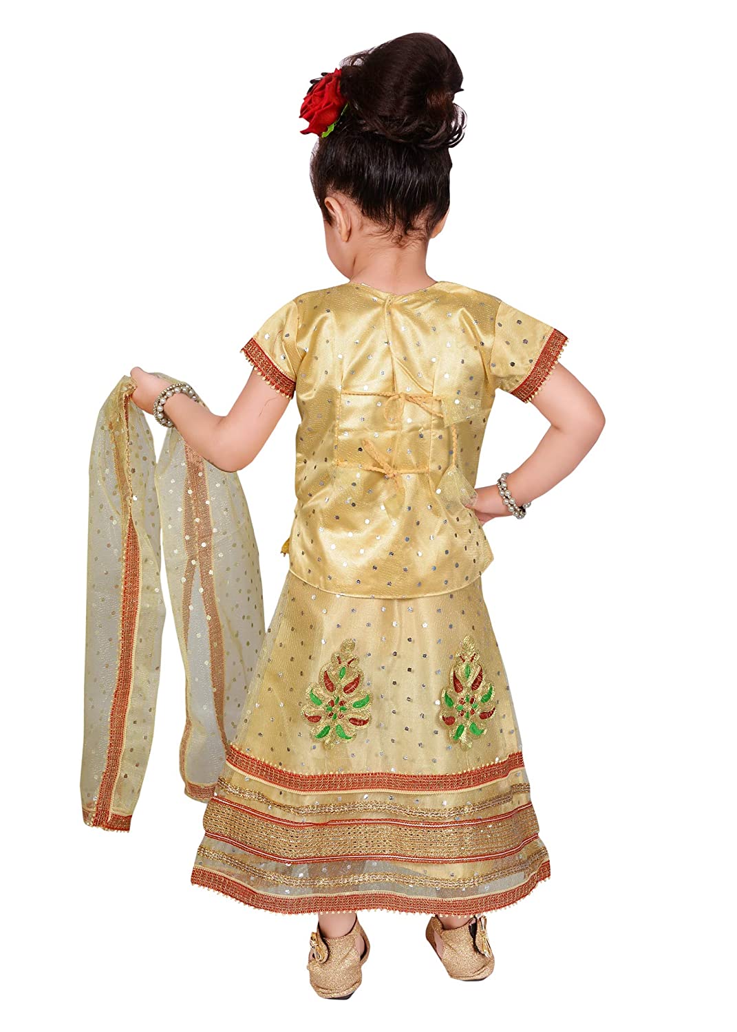 Lahenga Choli with Duppatta Full Set- Golden  (Radha/Rani/Dance)