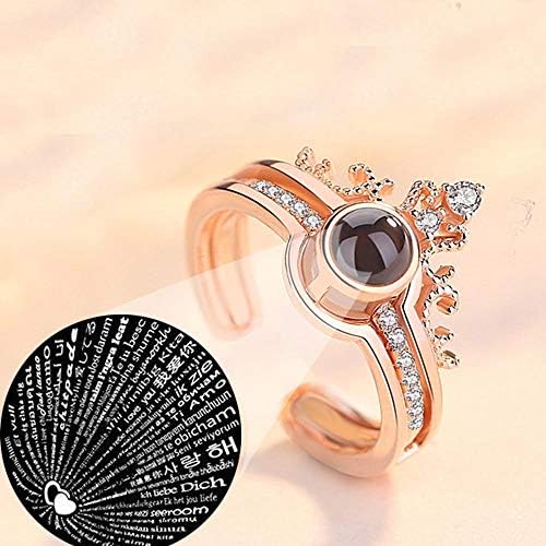 100 Languages  I Love U Ring - Rose Gold